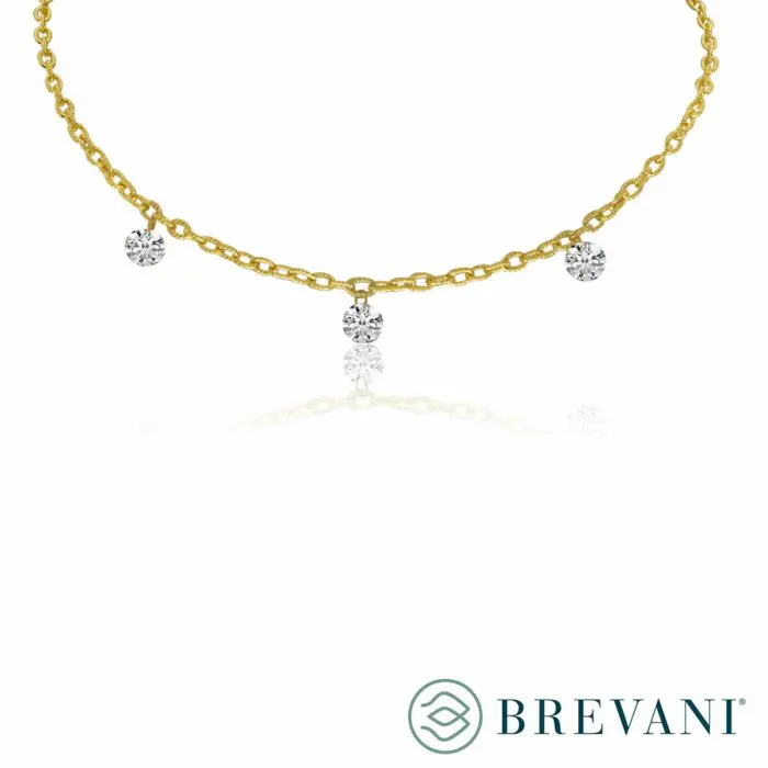 14 karat yellow gold .75cttw "dashing diamond" necklace, 18" long.