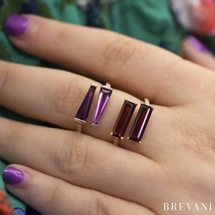 Amethyst Ring – Bypass Style with Diamond Accents | Brevani