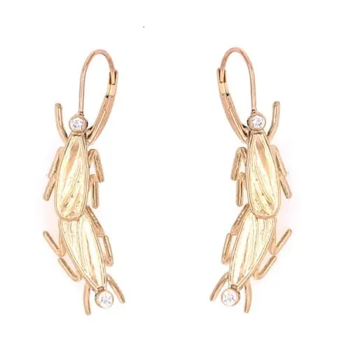 Love Bug Earrings with Diamonds by Gold In Art