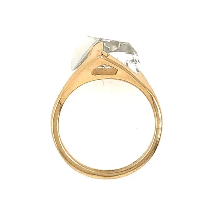 Yellow Gold White Sapphire ring side