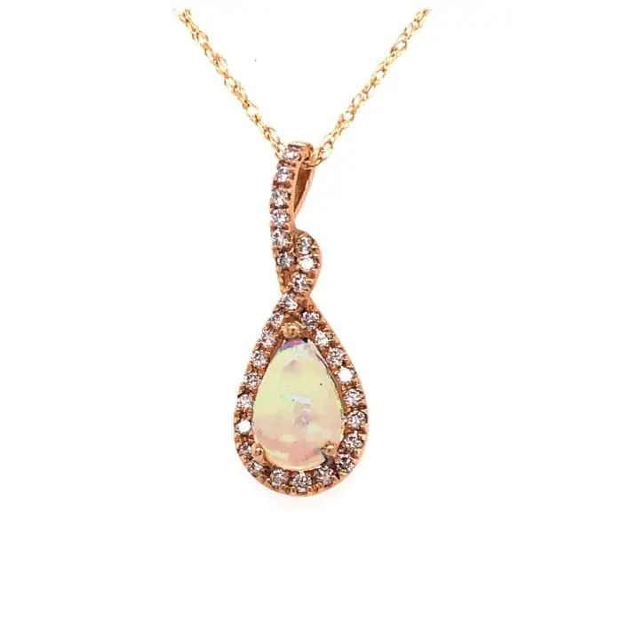 Opal & diamond necklace