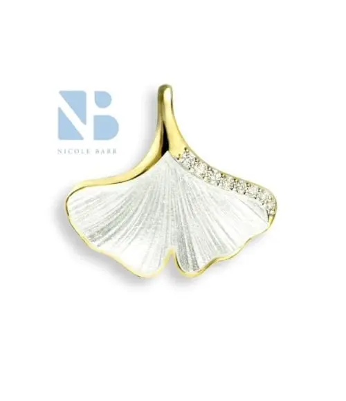 Ginkgo Leaf Pendant with diamonds