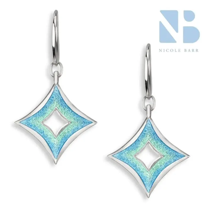 open cross blue earrings