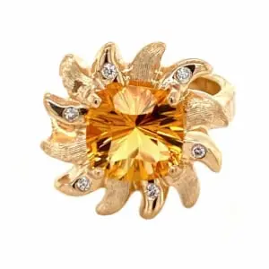 Gorgeous one of a kind citrine ring designed and made by Gold In Art Jewelers.