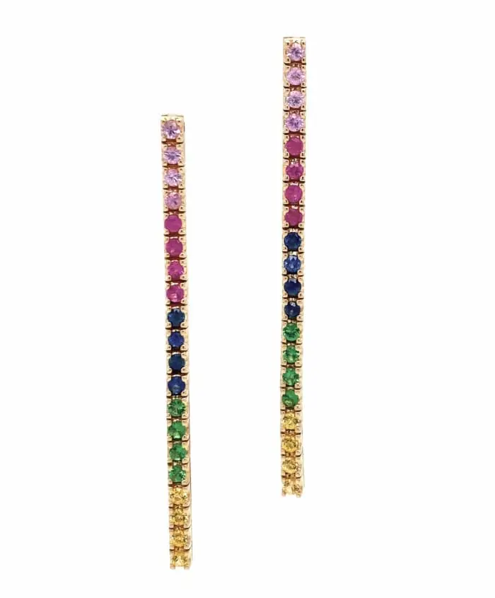 multicolored sapphire drop earrings