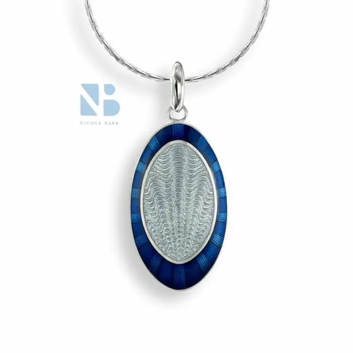 blue enameled oval necklace