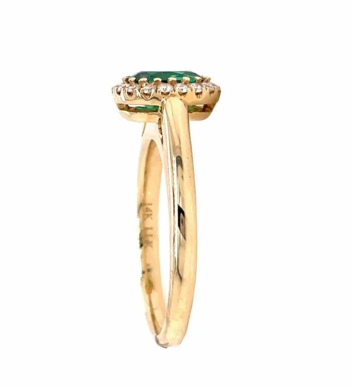 emerald ring with diamond halo