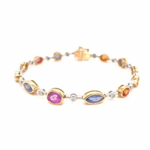 Sapphire (Natural Multicolored) & Diamond Bracelet
