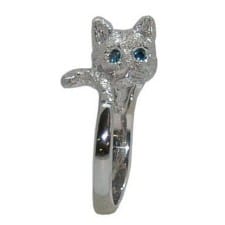Cat Ring in White Gold