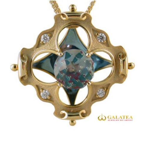 Blue Topaz & Diamond Necklace (DavinChi™ Cut)