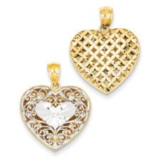 heart pendant front and back