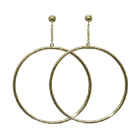 Large hoops dangling from ball post earrings