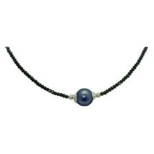 Pearl Necklace with Black Spinel - Tahitian