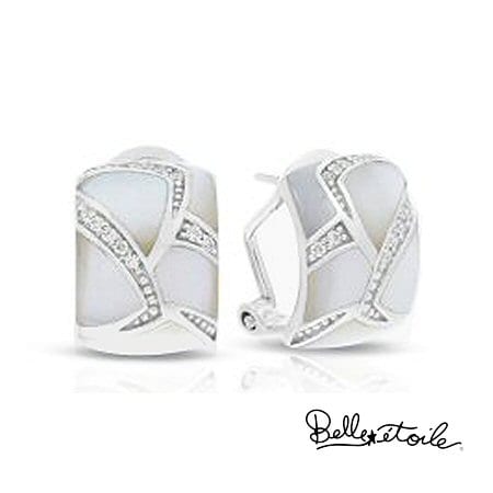 White Mother of Pearl "Sirena" Earrings in Sterling Silver by Belle Etoile
