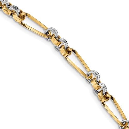 two tone fancy link bracelet