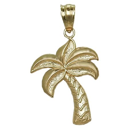 Palm Tree Necklace in 14 karat yellow gold - GoldInArt.com