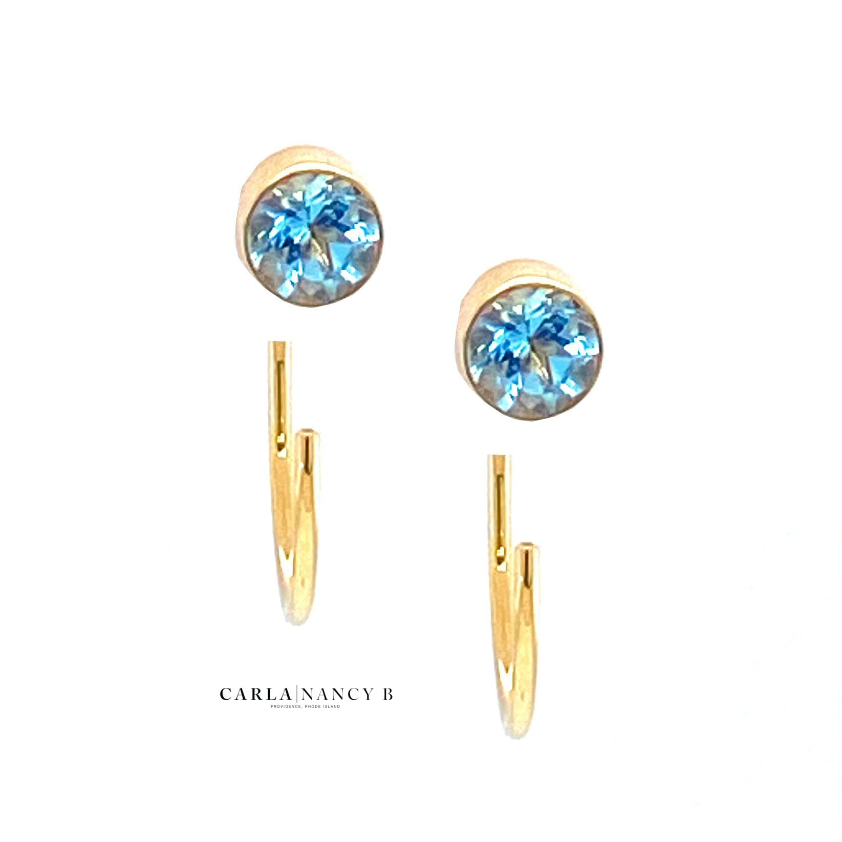 Blue Topaz 14k Yellow Gold Earrings - GoldInArt.com