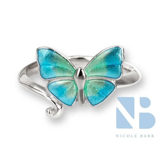 Turquoise Butterfly Ring Sterling Silver