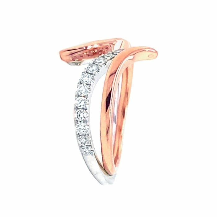 white and rose gold diamond ring