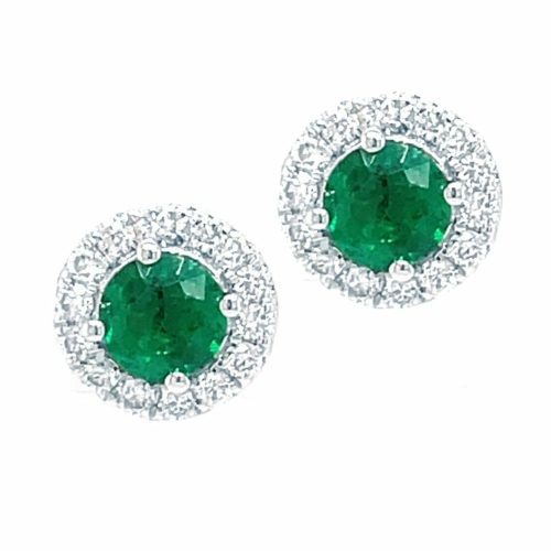 emerald and diamond post earrings