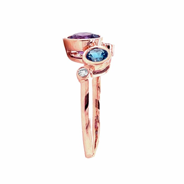 amethyst and blue topaz ring