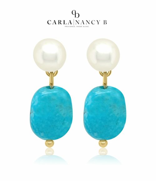 Turquoise & Pearl Earrings by Carla B