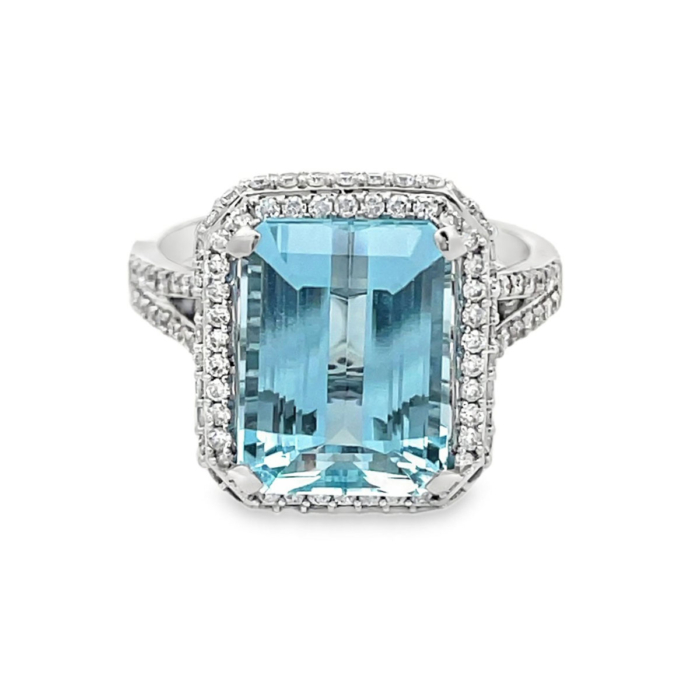 Aquamarine & Diamond Ring