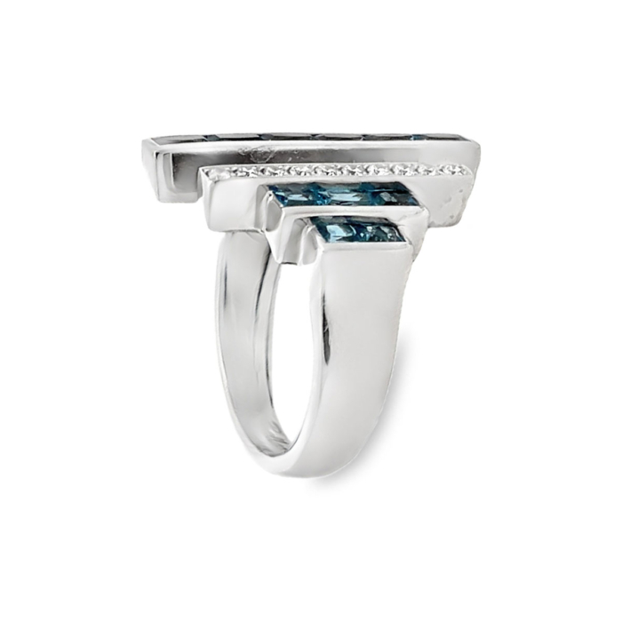 Blue Topaz & Diamond Ring Side A
