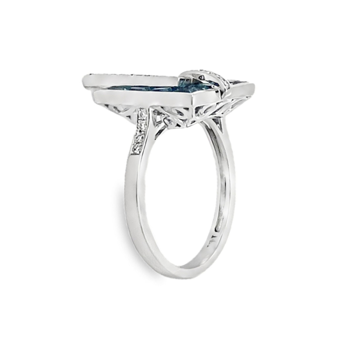 Blue Topaz & Diamond Ring Side A