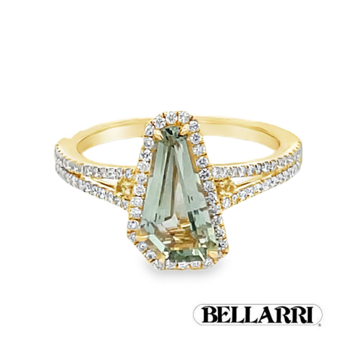 Prasiolite & Diamond Ring
