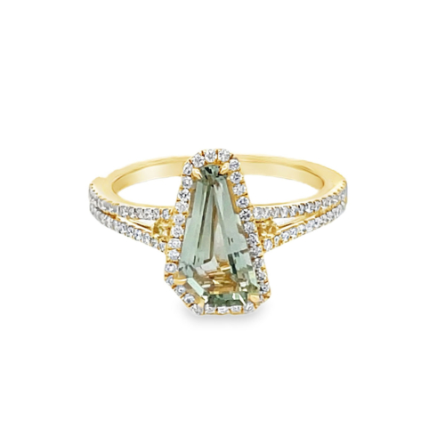 Prasiolite & Diamond Ring