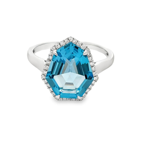 Blue Topaz & Diamond Ring
