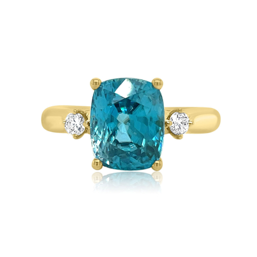 Zircon (Blue) & Diamond Ring