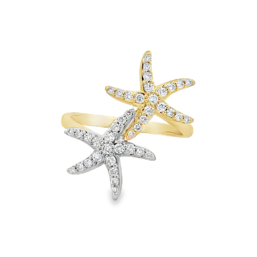 Starfish Ring (Two Tone) with Diamonds