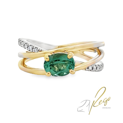 Tourmaline (Green) & Diamond Ring