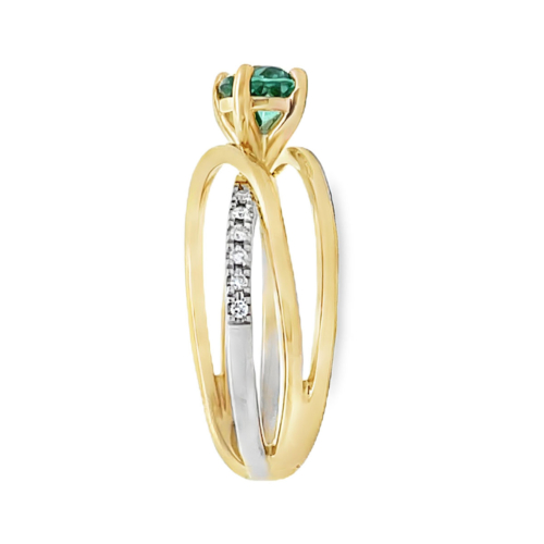 Tourmaline (Mint Green) & Diamond Ring Side