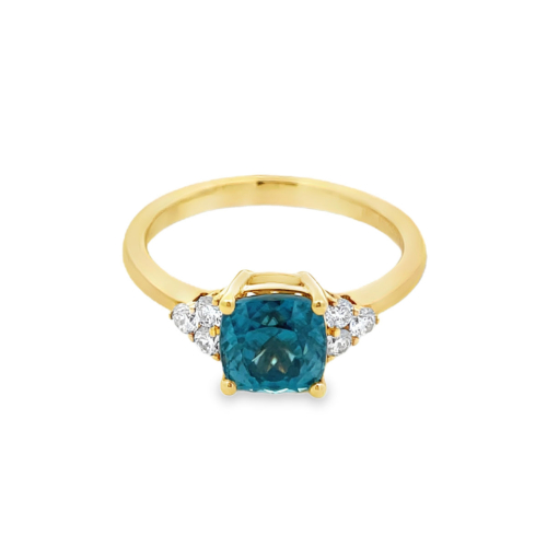 Zircon (Natural Blue) & Diamond Ring