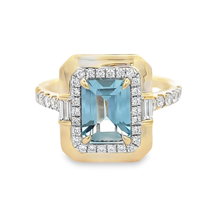 Aquamarine & Diamond Ring