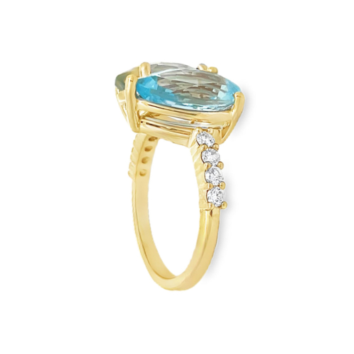 Blue Topaz, Prasiolite, & Diamond Ring Side C