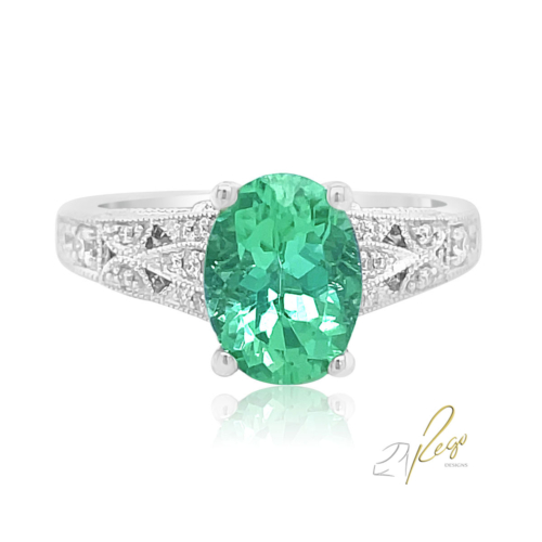 Tourmaline (Mint Green) & Diamond Ring