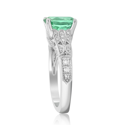 Tourmaline (Mint Green) & Diamond Ring Side A