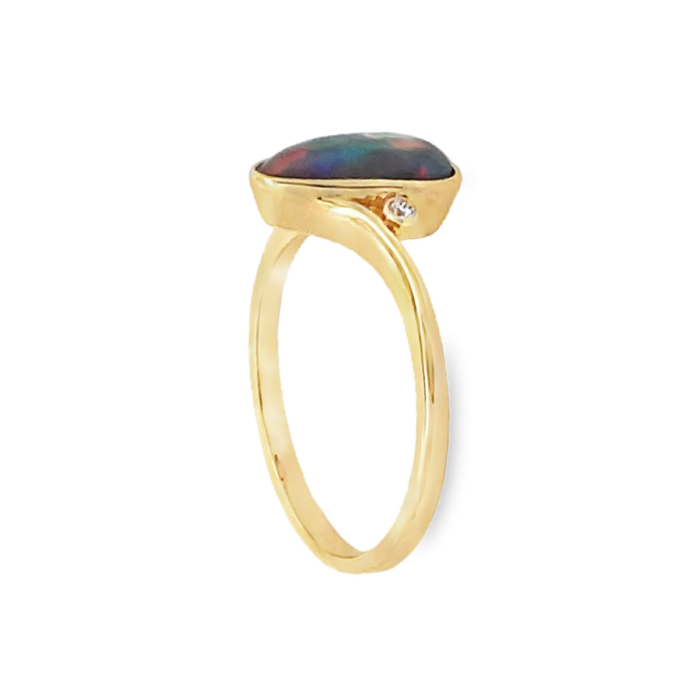 Opal (Natural Black Australian) & Diamond Ring - Image 2