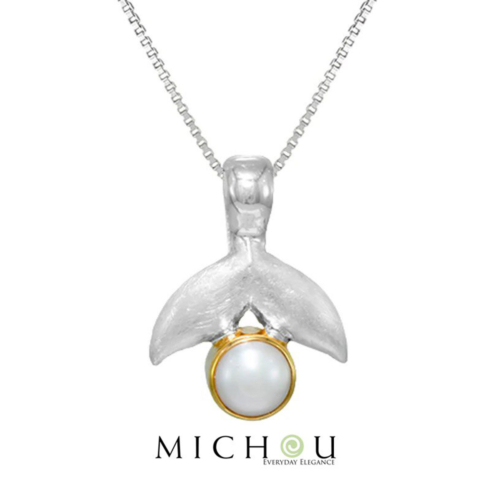 Dolphin Tail with Pearl (Freshwater Pearl) Necklace