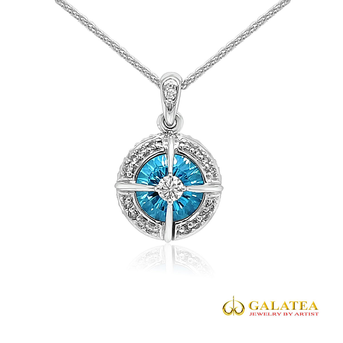 Blue Topaz & Diamond Necklace (NFC Chip)