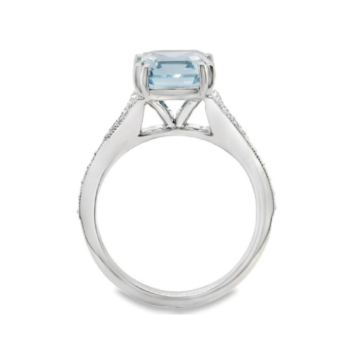 Aquamarine & Diamond Ring side b