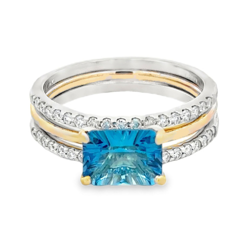 Blue Topaz & Diamond Ring