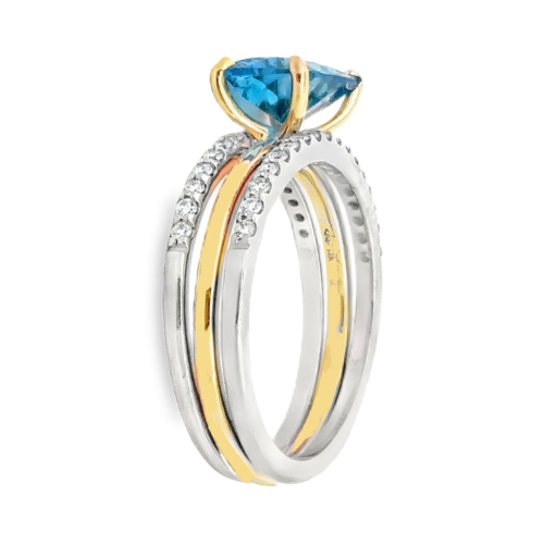 Blue Topaz & Diamond Ring Side A