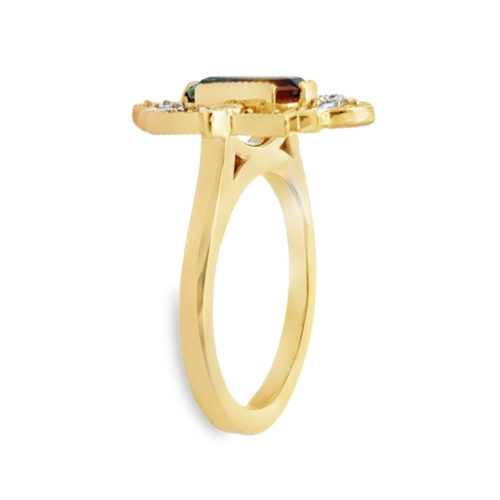Tourmaline (Watermelon) & Diamond Ring Side A