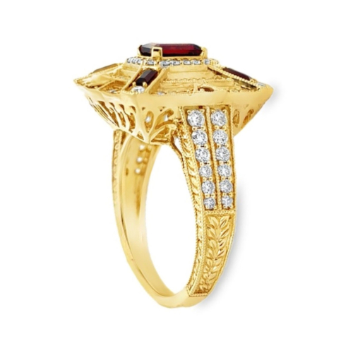 Garnet & Diamond Ring Side A