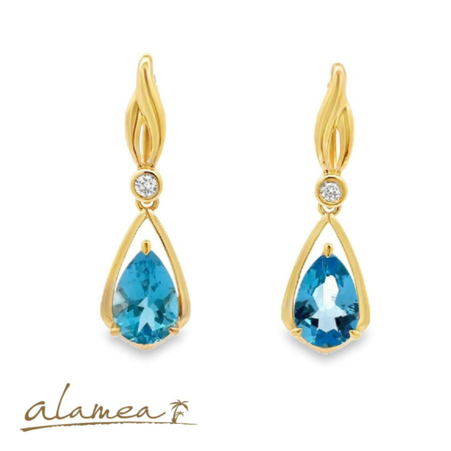 Blue Topaz & Diamond (Lab Grown) Earrings